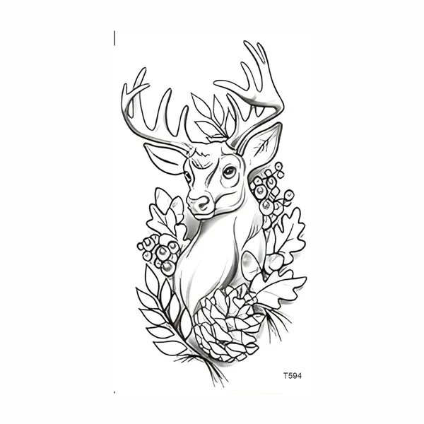 Deer_With_Leaf_Temporary_Tattoo_pack_of_2
