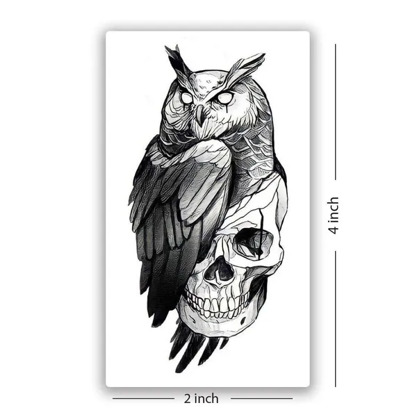 Famous_Skull_with_Owl_Black_Temporary_Tattoo_pack_of_2