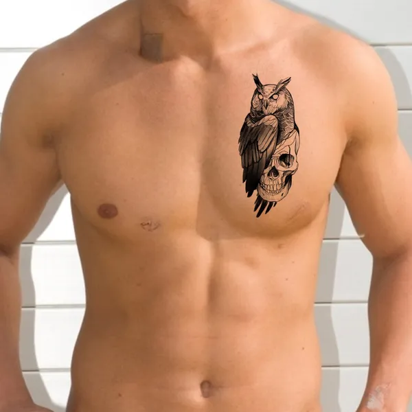 Famous_Skull_with_Owl_Black_Temporary_Tattoo_pack_of_2