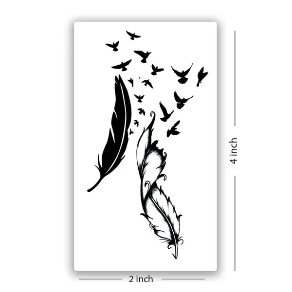Feather_With_Birds_Black_Temporary_Tattoo_
