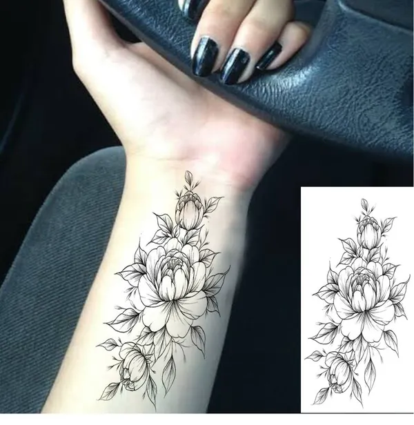 Flower_Black_Real_Tattoo_Waterproof_Temporary_Body_Tattoo_pack_of_2