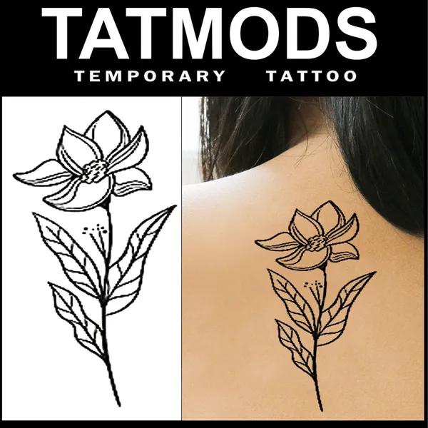 Flower_Black_leaf_Design_Temporary_Tattoos_Pack_Of_2
