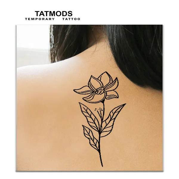 Flower_Black_leaf_Design_Temporary_Tattoos_Pack_Of_2