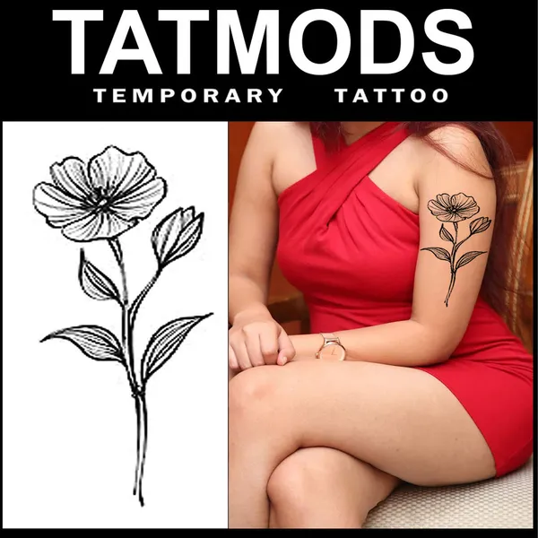 Flower_Black_leaf_Design_Temporary_Tattoos_Pack_of_2