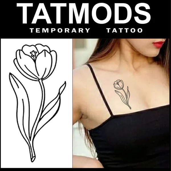 Flower_Lineart_Design_Temporary_tattoo_Pack_of_2