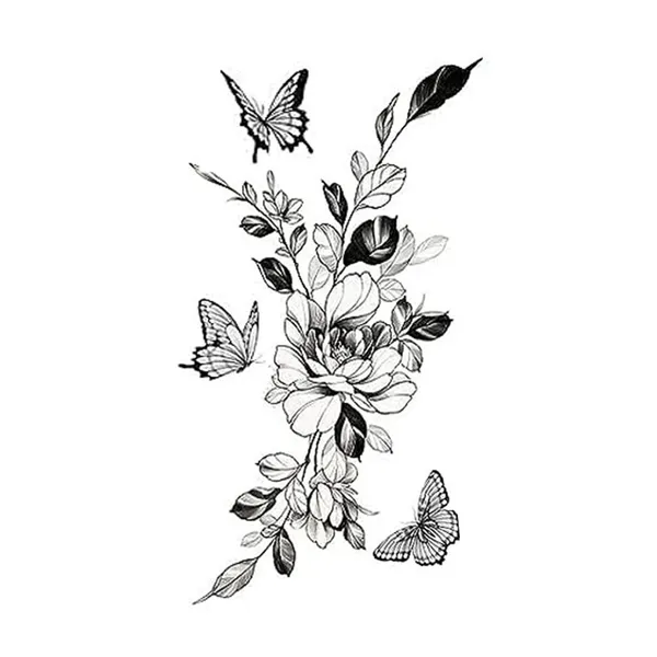 Flower_With_Butterfly_Tattoo_Waterproof_Temporary_Body_Tattoo_pack_of_2