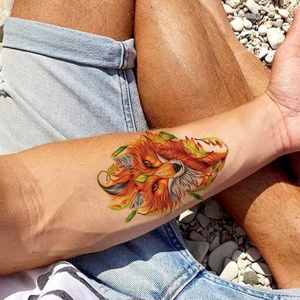 Fox_In_Feather_Design_Temporary_Tattoo_pack_of_2