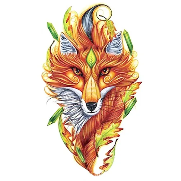 Fox_In_Feather_Design_Temporary_Tattoo_pack_of_2
