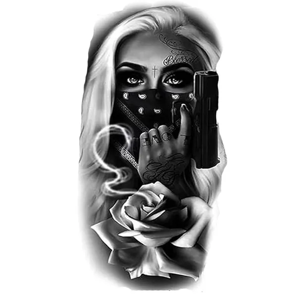 Girl_Face_With_Rose_Temporary_Tattoo_Waterproof_Hot_Tattoo_pack_of_2