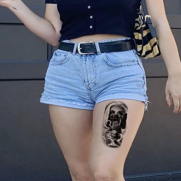 Girl_Face_With_Rose_Temporary_Tattoo_Waterproof_Hot_Tattoo_pack_of_2