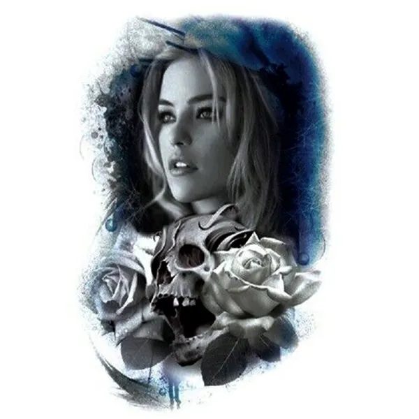 Girl_Face_With_Skull_Rose_Design_Temporary_Tattoo_pack_of_2