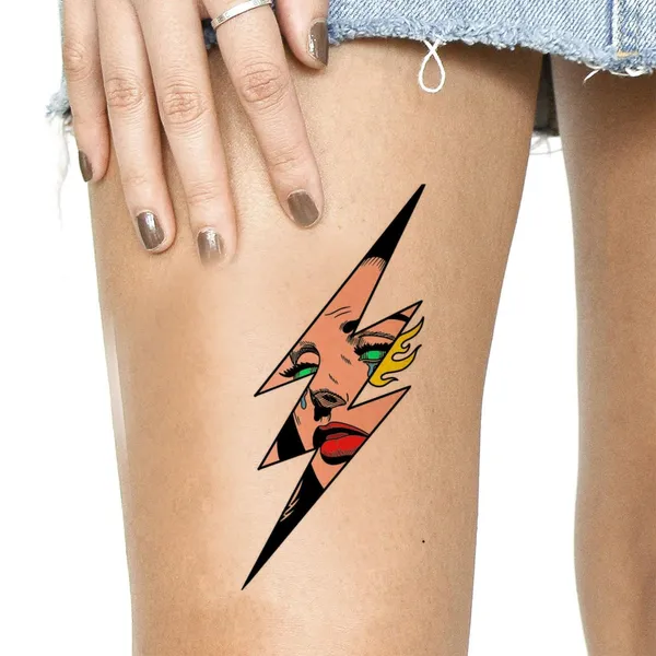 Girl_In_Lightning_Design_Temporary_Tattoo_pack_of_2