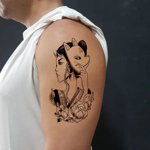 Girl_With_Fox_Mark_Temporary_Tattoo_pack_of_2