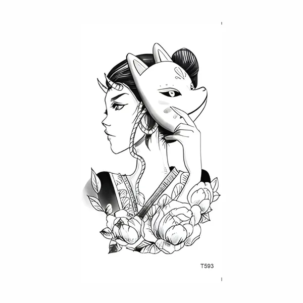 Girl_With_Fox_Mark_Temporary_Tattoo_pack_of_2