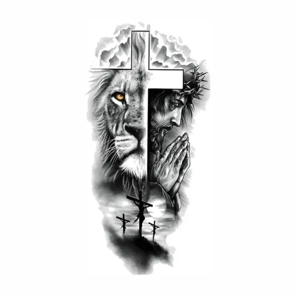 Jesus_With_Lion_Temporary_Tattoo