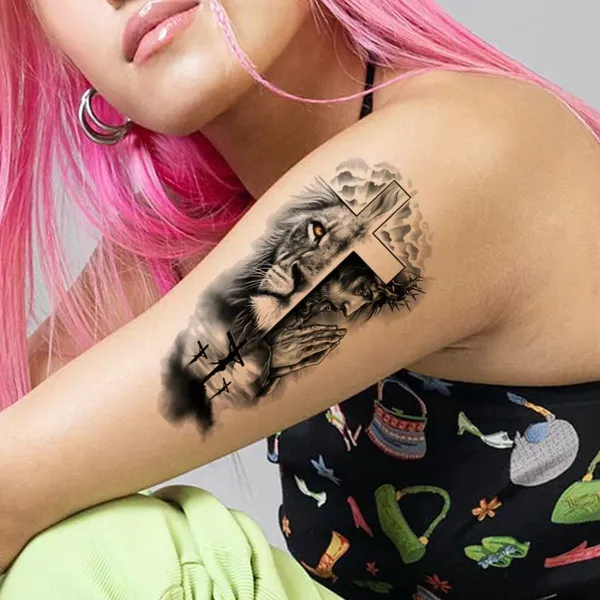 Jesus_With_Lion_Temporary_Tattoo