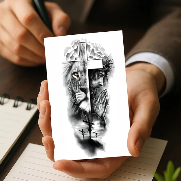 Jesus_With_Lion_Temporary_Tattoo