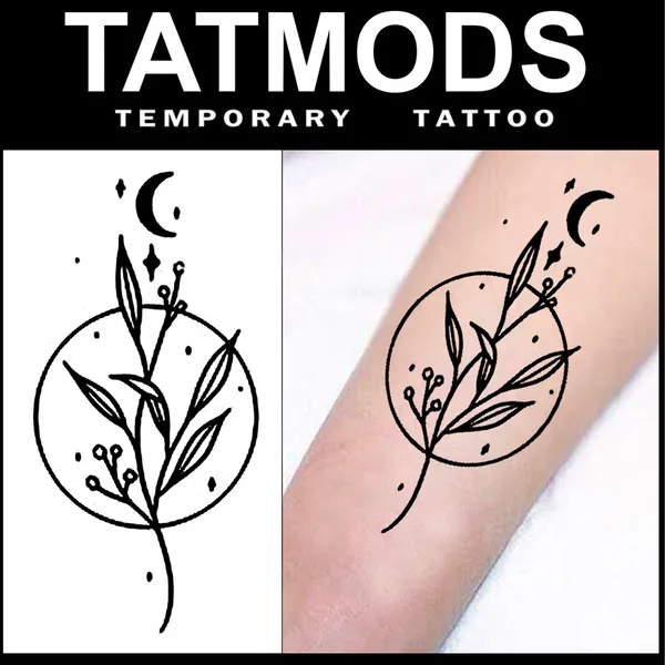 Leaf_Moon_Design_Temporary_tattoo_Pack_of_2