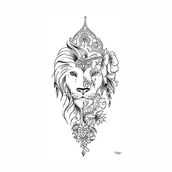 Lion_Flower_Trible_Temporary_Tattoo_pack_of_2