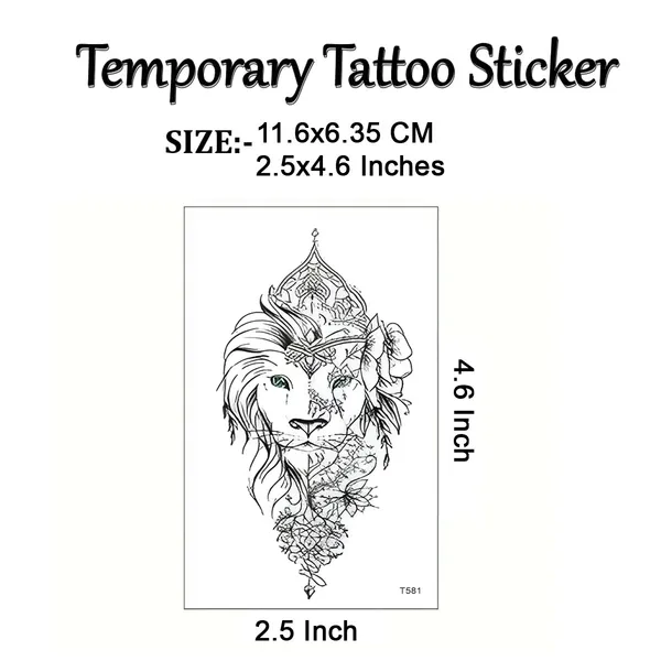 Lion_Flower_Trible_Temporary_Tattoo_pack_of_2