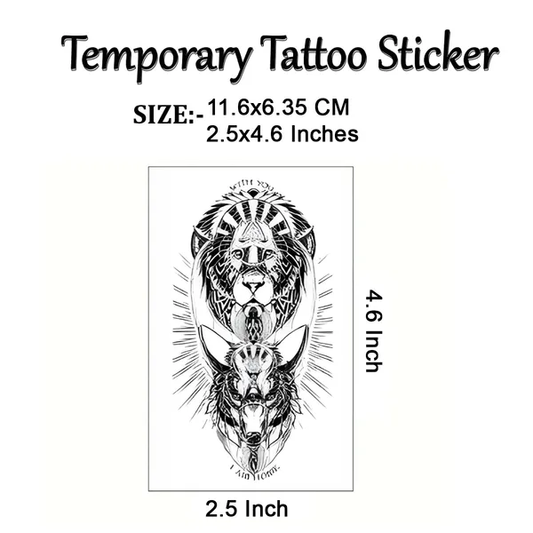 Lion_with_Fox_Temporary_Tattoo_pack_of_2