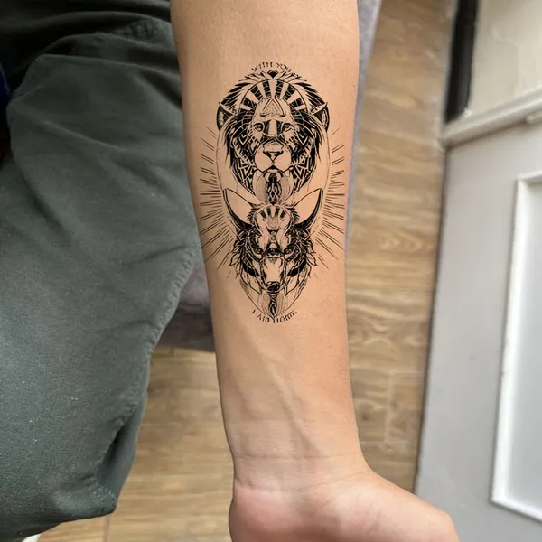 Lion_with_Fox_Temporary_Tattoo_pack_of_2