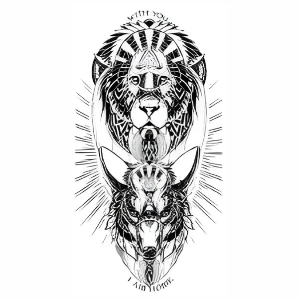 Lion_with_Fox_Temporary_Tattoo_pack_of_2