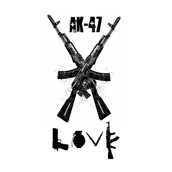 Love_Ak_47_Black_Design_Temporary_Tattoo_pack_of_2