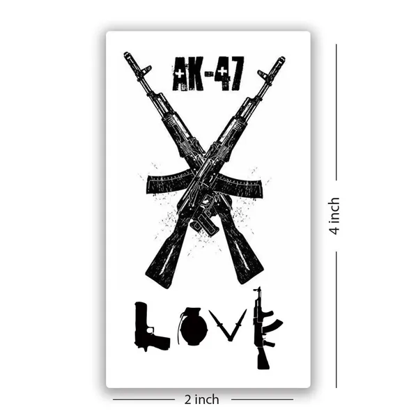 Love_Ak_47_Black_Design_Temporary_Tattoo_pack_of_2