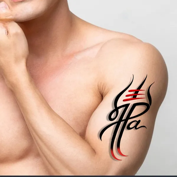 Maa_Paa_Trishul_Design_Temporary_Tattoo_pack_of_2