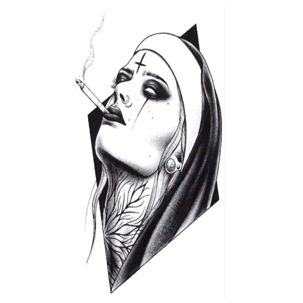 Modern_Girl_Black_Design_Temporary_Tattoo_pack_of_2