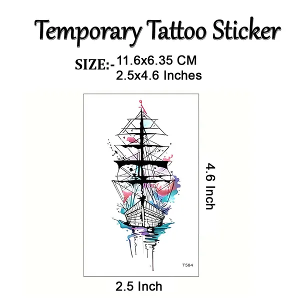 Multi_Coloful_Ship_Temporary_Tattoo_pack_of_2