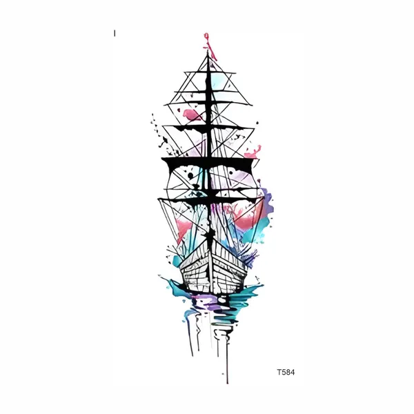 Multi_Coloful_Ship_Temporary_Tattoo_pack_of_2