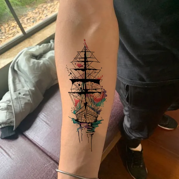 Multi_Coloful_Ship_Temporary_Tattoo_pack_of_2