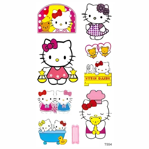 Multi_Kawaii_Kitty_Temporary_Tattoo_pack_of_2
