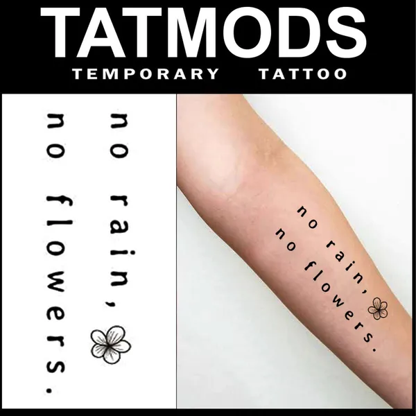 No_Rain_no_Flower_Design_Temporary_tattoo_pack_of_2