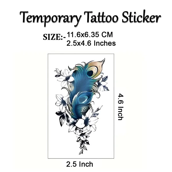 Peacock_Feather_With_Flowers_Temporary_Tattoo_pack_of_2