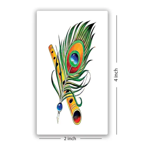 Peacock_Feather_With_Flute_Temporary_Tattoo_