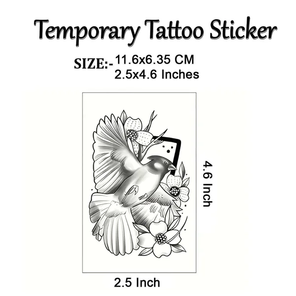 Peagon_With_Flower_Temporary_Tattoo_pack_of_2