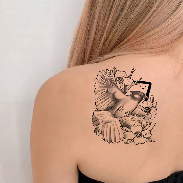 Peagon_With_Flower_Temporary_Tattoo_pack_of_2