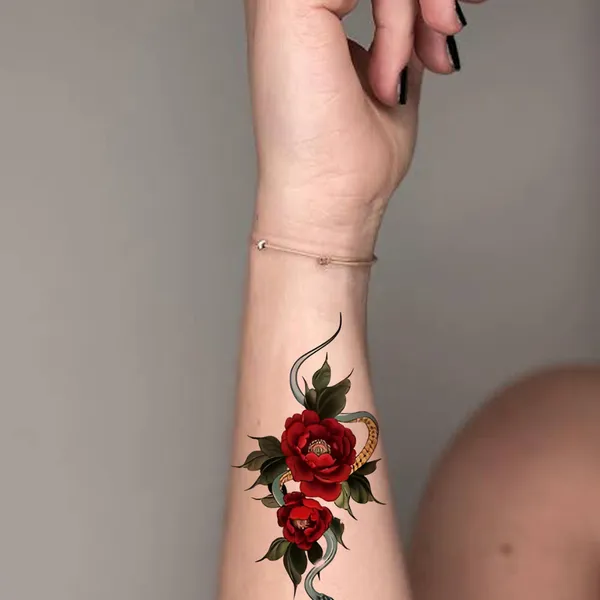 Red_Flower_With_Snack_Temporary_Tattoo_pack_of_2