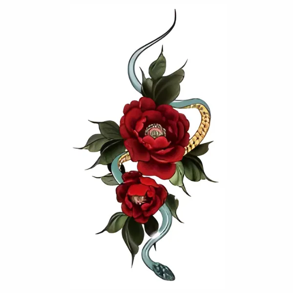 Red_Flower_With_Snack_Temporary_Tattoo_pack_of_2