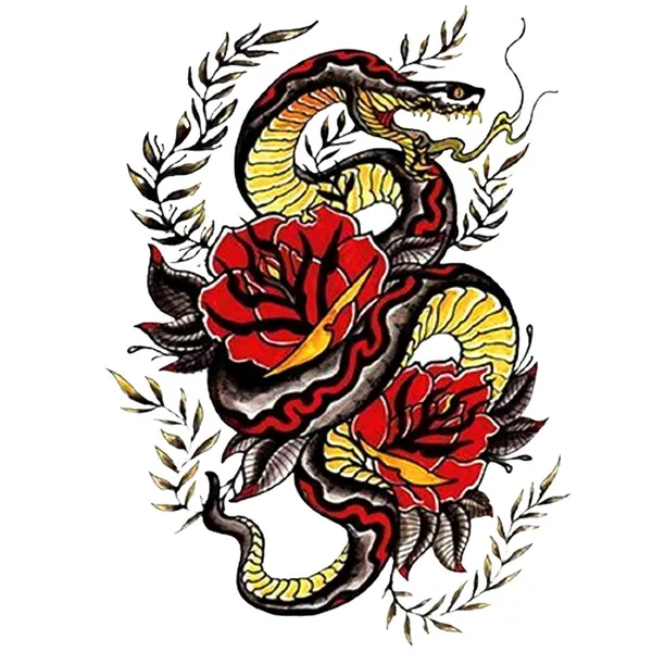 Rose_Design_With_Snake_Design_Temporary_Tattoo_pack_of_2