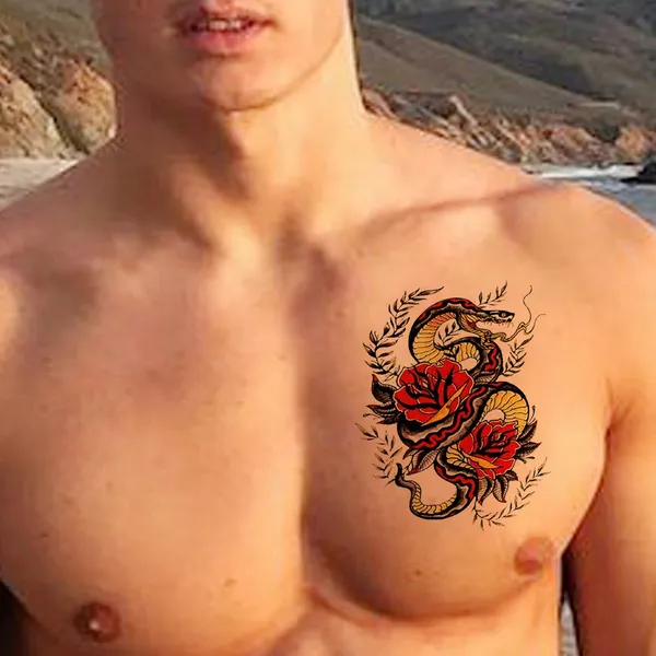 Rose_Design_With_Snake_Design_Temporary_Tattoo_pack_of_2