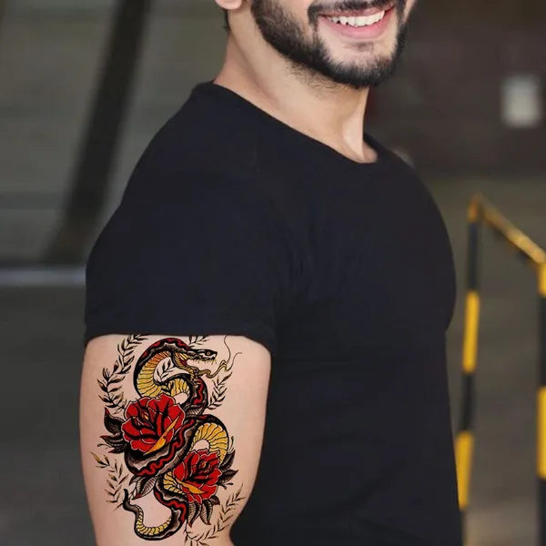 Rose_Design_With_Snake_Design_Temporary_Tattoo_pack_of_2