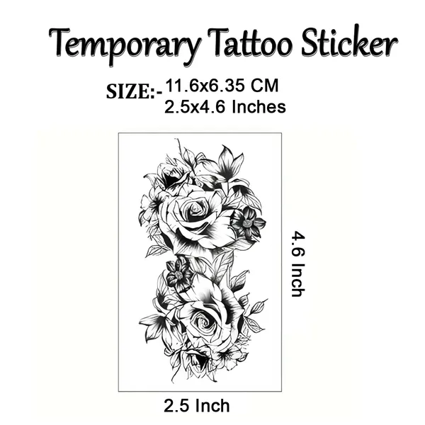 Rose_With_Different_Flowers_Temporary_Tattoo_pack_of_2