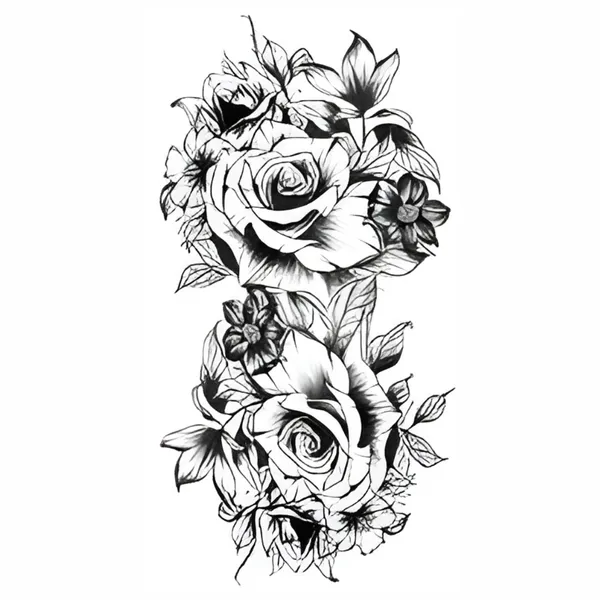 Rose_With_Different_Flowers_Temporary_Tattoo_pack_of_2