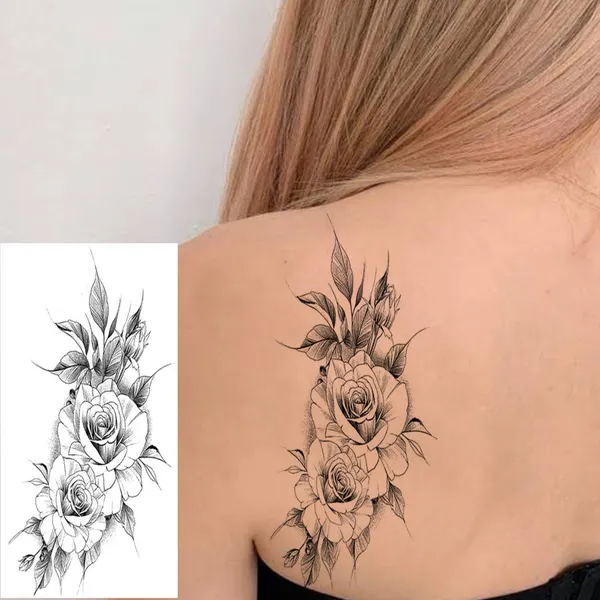 Rose_With_Leaf_Black_Real_Tattoo_Waterproof_Temporary_Body_Tattoo_pack_of_2