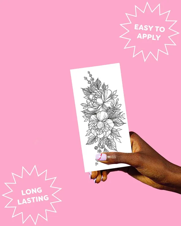 Rose_With_Leaf_Line_Tattoo_pack_of_2