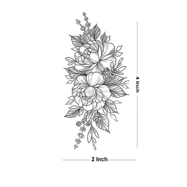 Rose_With_Leaf_Line_Tattoo_pack_of_2